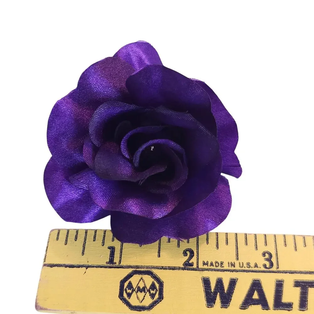 100 Purple Satin Rose Heads Stemless Wedding Floral Craft DIY Wreath 2.5in